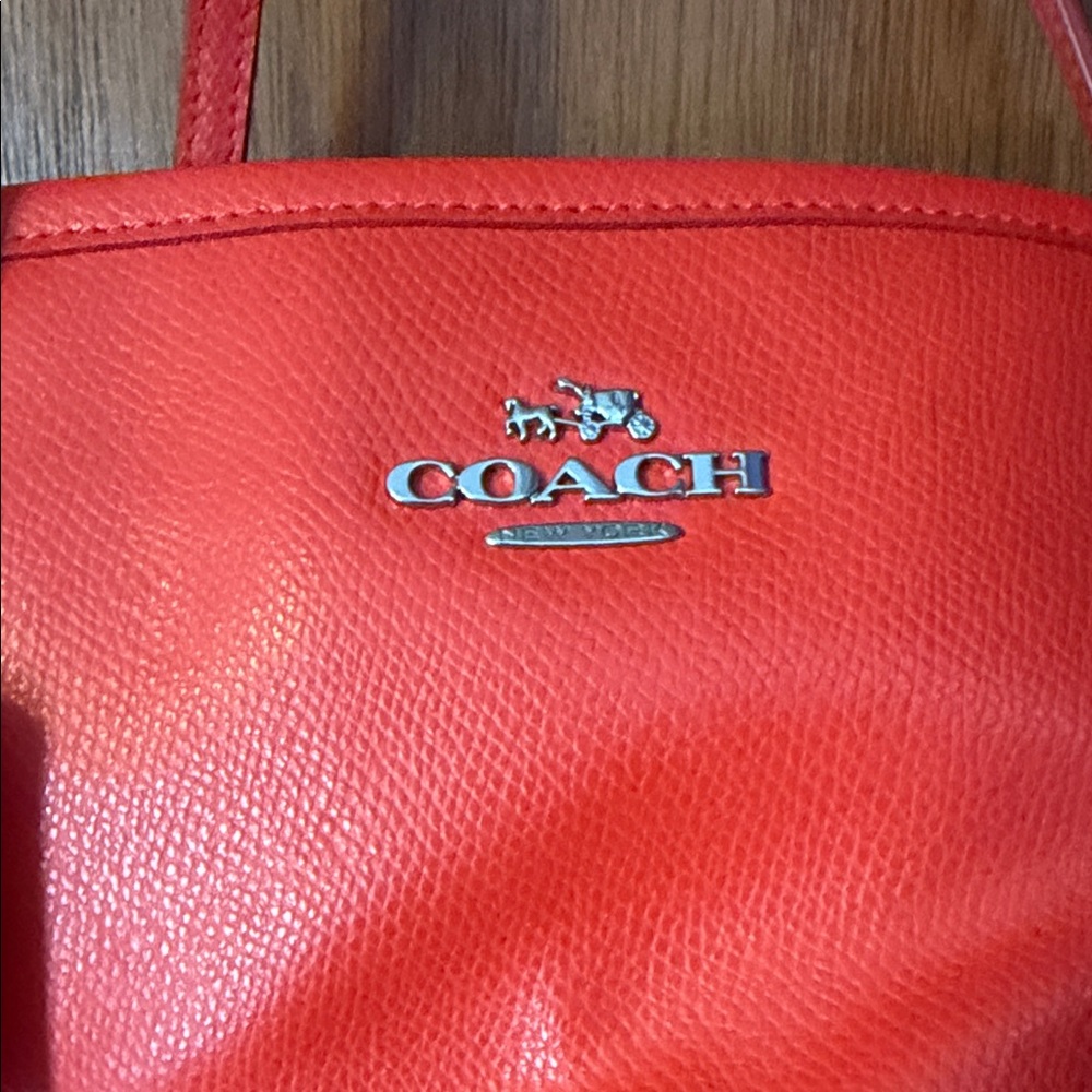 Coach Vibrant Orange Leather Tote - Picture 3 of 4